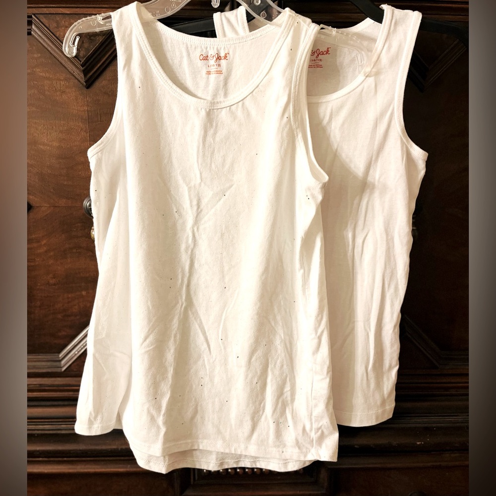 Pair of girls Cat & Jack basic sleeveless tops. Size 10/12.  Excellent.